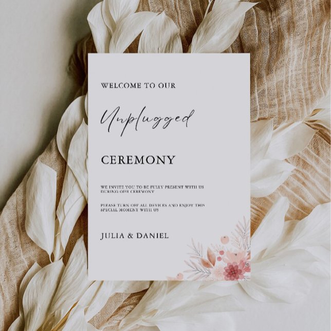 Wildblume Unplugged Zeremony Wedding Sign, Einladung (Wildflower Unplugged Ceremony Wedding Sign, Invitation)