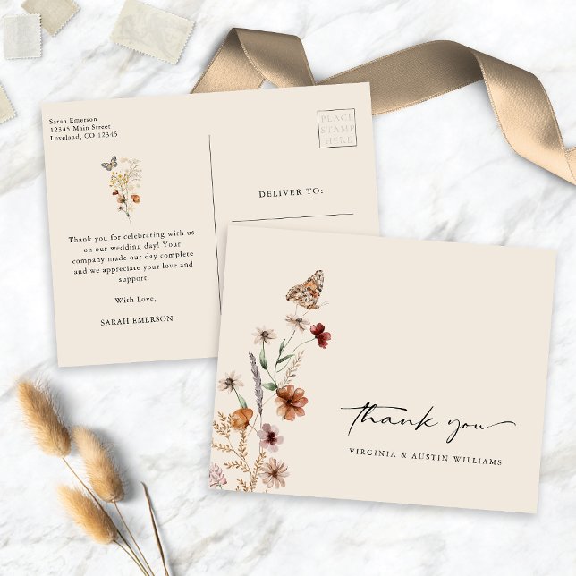 Wildblume Vielen Dank Postkarte (Wildflower Thank You Postcard
)