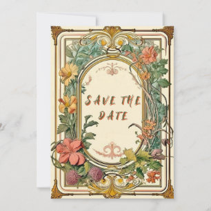 Wildblume Viktorianische Verzierte Grenzhochzeit Save The Date