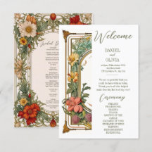 Wildblume Viktorianische Verzierte Hochzeitsprogra