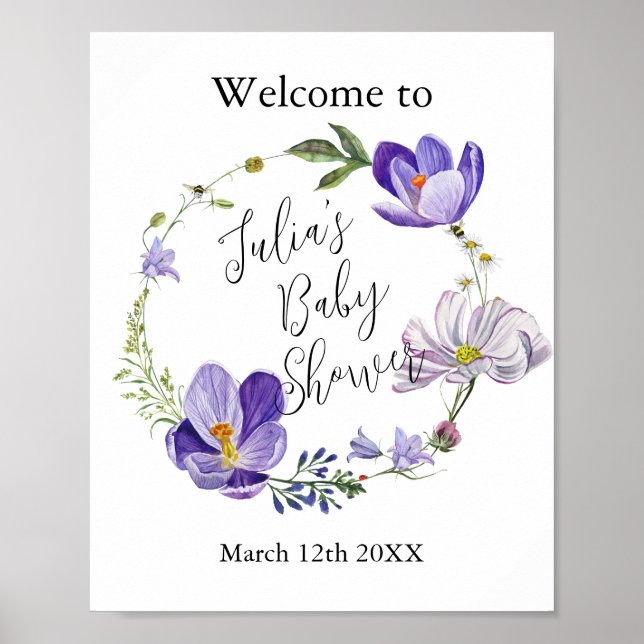 Wildblume Violet Babydusche Poster (Vorne)