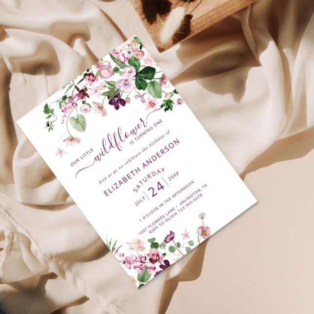 Wildblume von Aquarellen zum ersten Geburtstag Einladung (Von Creator hochgeladen)