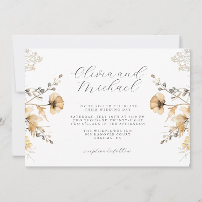 Wildblume von Creme und Sage Einladung (Vorderseite)