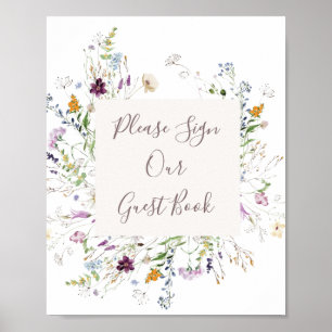 Wildblume Wasserfarbe Bitte Unterschreiben Sie uns Poster