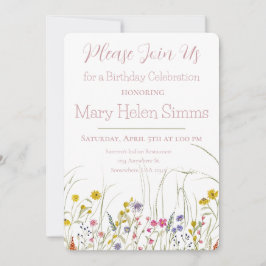 Wildblume Wasserfarbe Geburtstagsparty Einladung