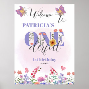 Wildblume Wasserfarbe Herzlich willkommen Poster
