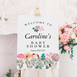 Wildblume Wasserfarbe Kinderdusche Begrüßungszeich Poster