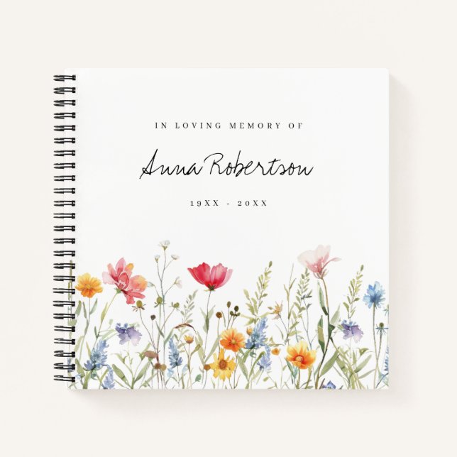 Wildblume Wasserfarbe Notizbuch (Vorderseite)