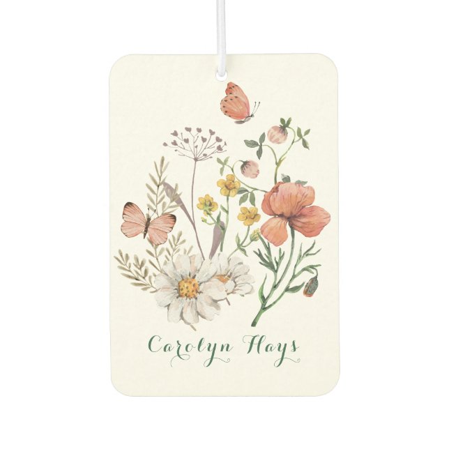 Wildblume Wasserfarbe Pastell Autolufterfrischer (Vorderseite)