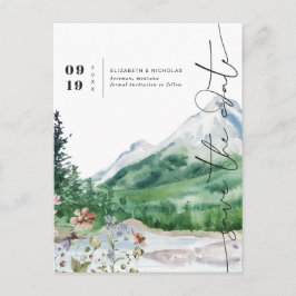 Wildblume Wasserfarbe | SAVE THE DATE Ankündigungspostkarte