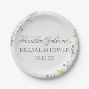 Wildblume Wasserfarben Elegantes Brautparty Pappteller