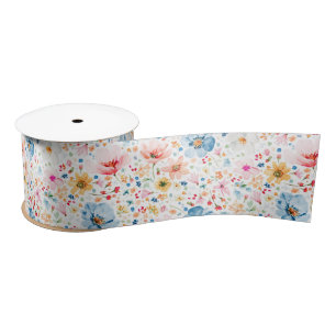 Wildblume Wasserfarben Muster Elegant Satinband