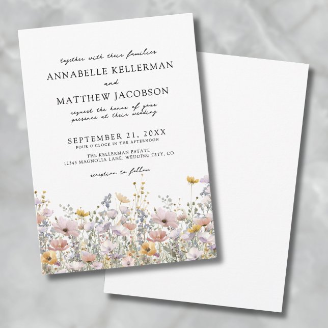 Wildblume Wasserfarbene Botanische Hochzeit Einladung (Wildflower Watercolor Botanical Floral Wedding Invitation )