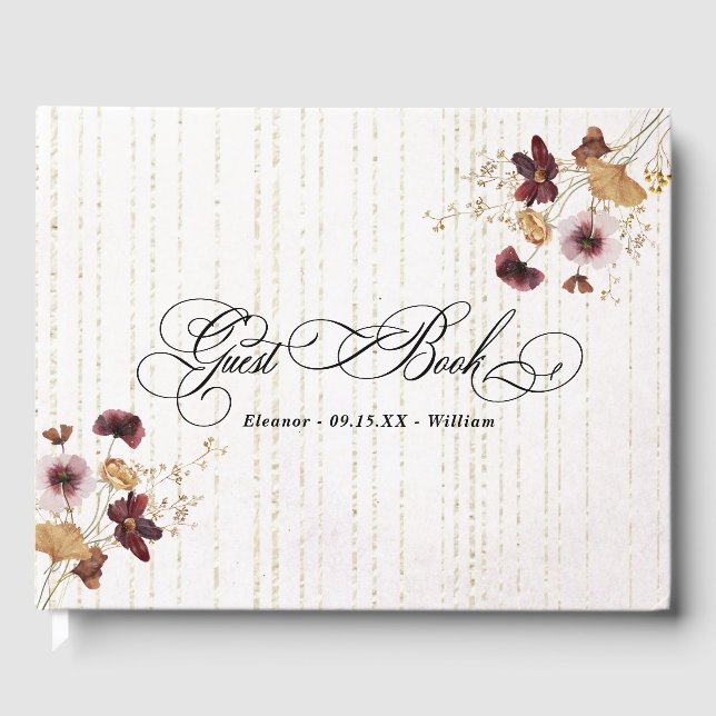 Wildblume Wasserfarbenflorale Hochzeit Gästebuch (Vorderseite)