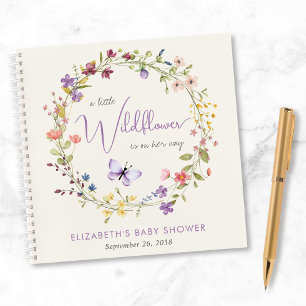 Wildblume Watercolor Baby Girl Showroom Gästebuch Notizbuch