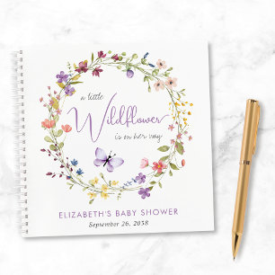 Wildblume Watercolor Baby Girl Showroom Gästebuch Notizbuch