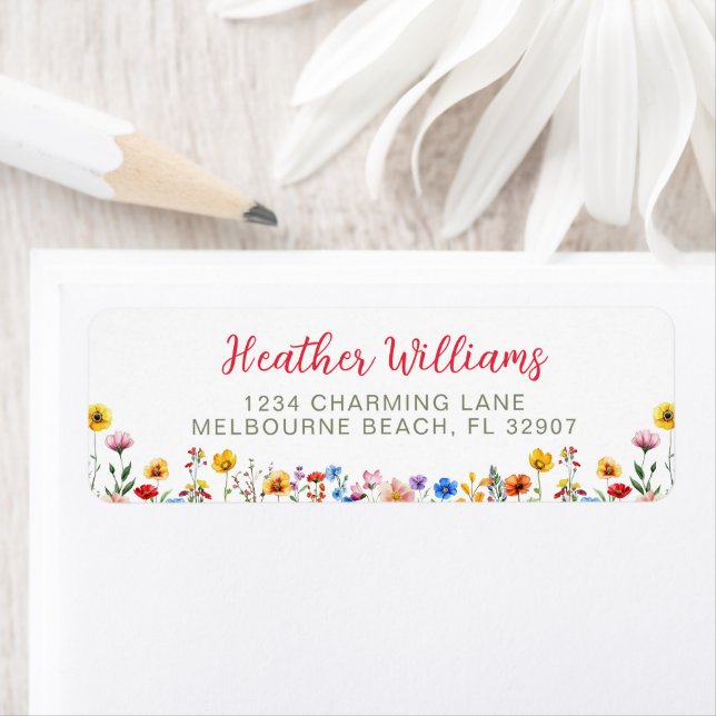 Wildblume Watercolor Baby in Bloom Rücksendeadress (Insitu)