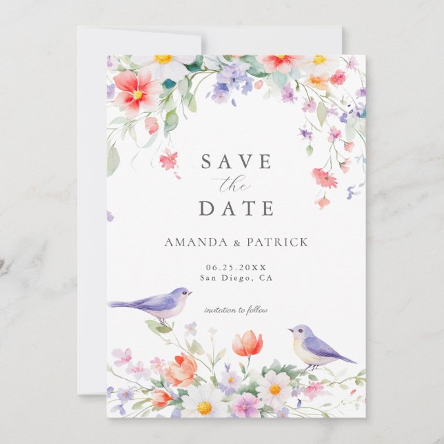 Wildblume Watercolor Botanische Frühjahrssonne Save The Date (Vorderseite)