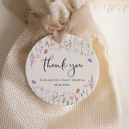 Wildblume Watercolor Cream Baby Dusche Danke Geschenkanhänger