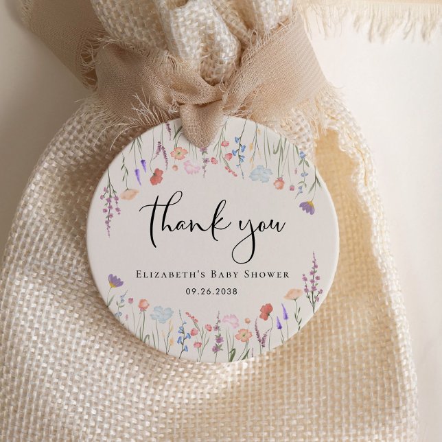 Wildblume Watercolor Cream Baby Dusche Danke Geschenkanhänger (Von Creator hochgeladen)