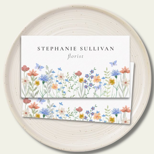 Wildblume Watercolor Florist Visitenkarte (Von Creator hochgeladen)