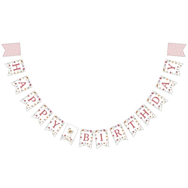 Wildblume Watercolor Happy Birthday Banner (Alle)
