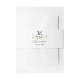 Wildblume Watercolor Monogram Wedelband Einladungsbanderole