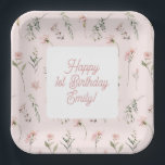 Wildblume Watercolor Pink Miss Onederland Pappteller<br><div class="desc">Feiern Sie den ersten Meilenstein Ihres kleinen Mädchens mit den Tellern des PixiaDesigns aus dem Party "Little Miss Onederful 1st Birthday", schön in sanften Rosa- und Salbei-Grün-Farbakzenten geschmückt. Diese charmanten Teller zeichnen sich durch eine zarte Wildblume und ein gewisses Grünmuster aus, um dem besonderen Tag Ihres kleinen Mädchens eine Touch...</div>