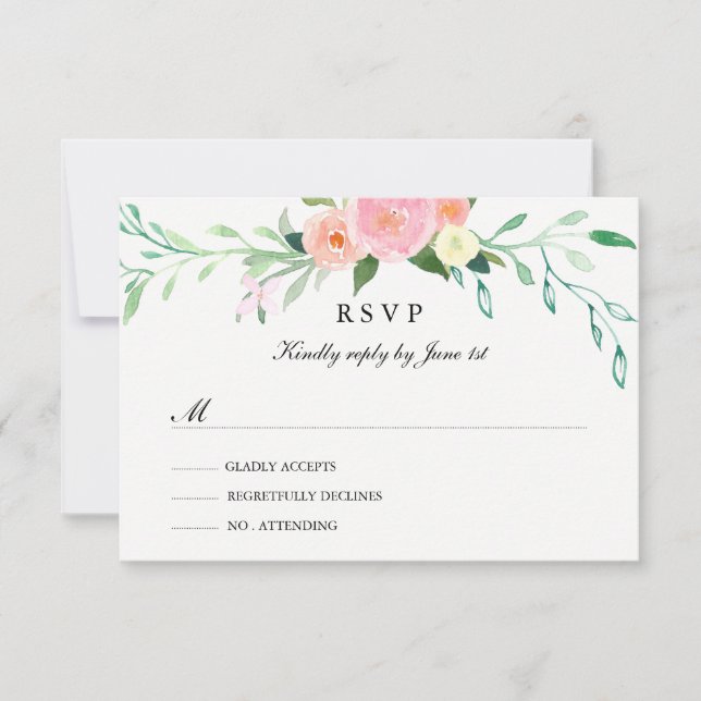 Wildblume Watercolor Wedding RSVP (Vorderseite)