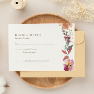 Wildblume Watercolor Wedding RSVP Card Karte