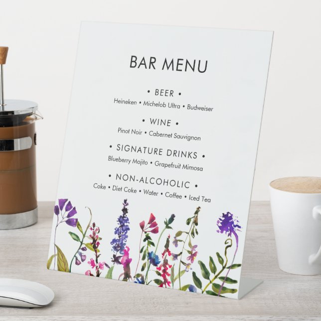 Wildblume Wedding Bar Menu Sockelschild (In Situ)