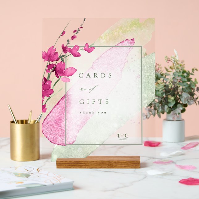 Wildblume Wedding Cards & Gifts Fuchsia ID954 Acrylschild (Hochzeit)