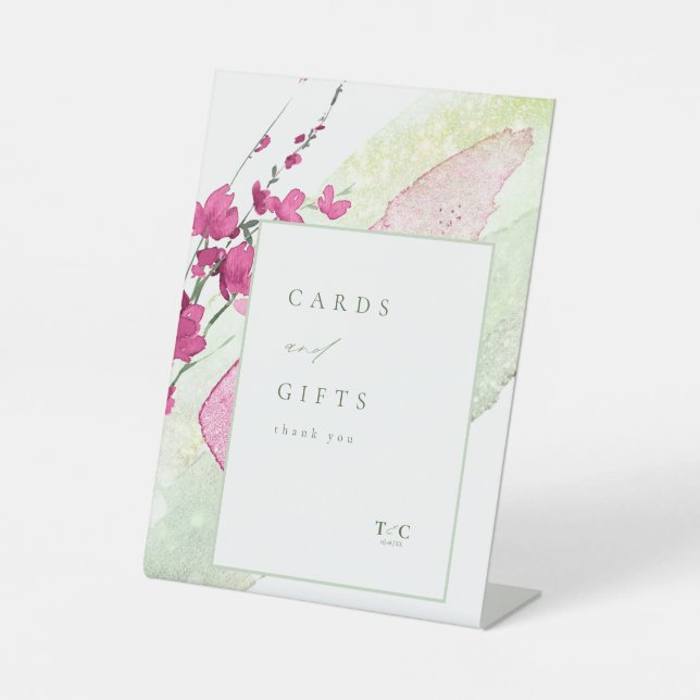 Wildblume Wedding Cards & Gifts Fuchsia ID954 Sockelschild (Vorderseite)
