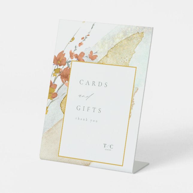 Wildblume Wedding Cards & Gifts Gold ID954 Sockelschild (Vorderseite)