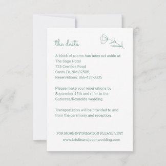 Wildblume Wedding Details Card mit QR Code RSVP Karte