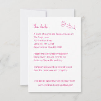 Wildblume Wedding Details Card mit QR Code RSVP Karte