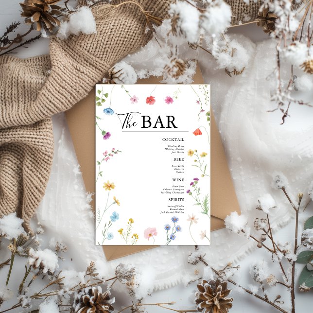 Wildblume Wedding Drinks Bar Menu Card Einladung (Von Creator hochgeladen)