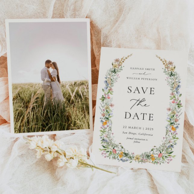 Wildblume Wedding Foto Save the Date Card (Von Creator hochgeladen)
