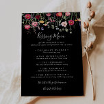 Wildblume Wedding Kissing Menu Game Card<br><div class="desc">Diese Wildblume Hochzeitsküsskarte eignet sich hervorragend für einen modernen Hochzeitsempfang. Das Design umfasst eine bunte Auswahl an rosa,  rot,  lila,  gelb,  weiß,  violett,  rot,  bordeauxfarbenen Blume in schwarzem Hintergrund.</div>