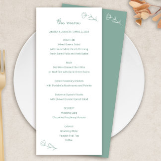 Wildblume Wedding Menu in Sage Programm