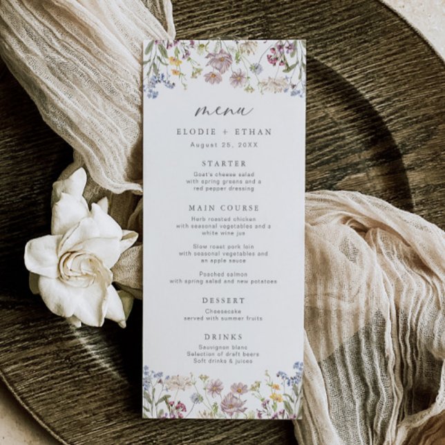 Wildblume Wedding Menu Whimsical Boho Floral Menükarte (Von Creator hochgeladen)