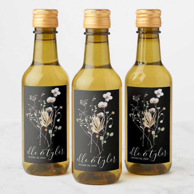 Wildblume Wedding Mini Weinflaschen Etikett (Flaschen)