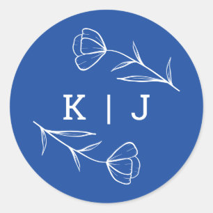 Wildblume Wedding Monogram Sticker in Cobalt