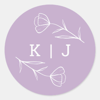 Wildblume Wedding Monogram Sticker in Lilac