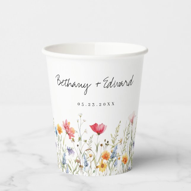 Wildblume Wedding Paper Cups Pappbecher (Links)