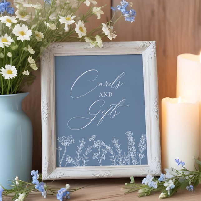 Wildblume Wedding Periwinkle Blue Card Geschenkzei Poster (Von Creator hochgeladen)