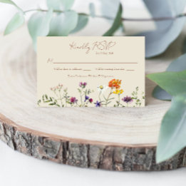 Wildblume Wedding RSVP Card - Aquarellblume