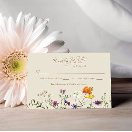 Wildblume Wedding RSVP Card - Aquarellblume Karte