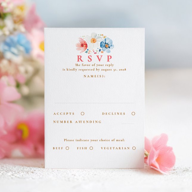 Wildblume Wedding RSVP Card Karte (Wildflowers wedding RSVP card)