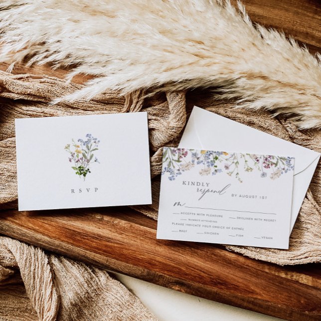 Wildblume Wedding RSVP Card mit Essensauswahl (Von Creator hochgeladen)